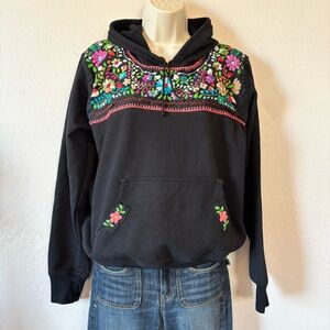 Unique vintage hand embroidered sweatshirt natural life style bright boho hoodie